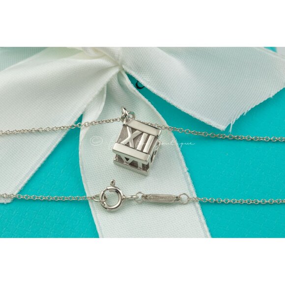Tiffany & Co. Atlas Cube Pendant with Roman Numerals Necklace in Sterling Silver - Picture 6 of 8